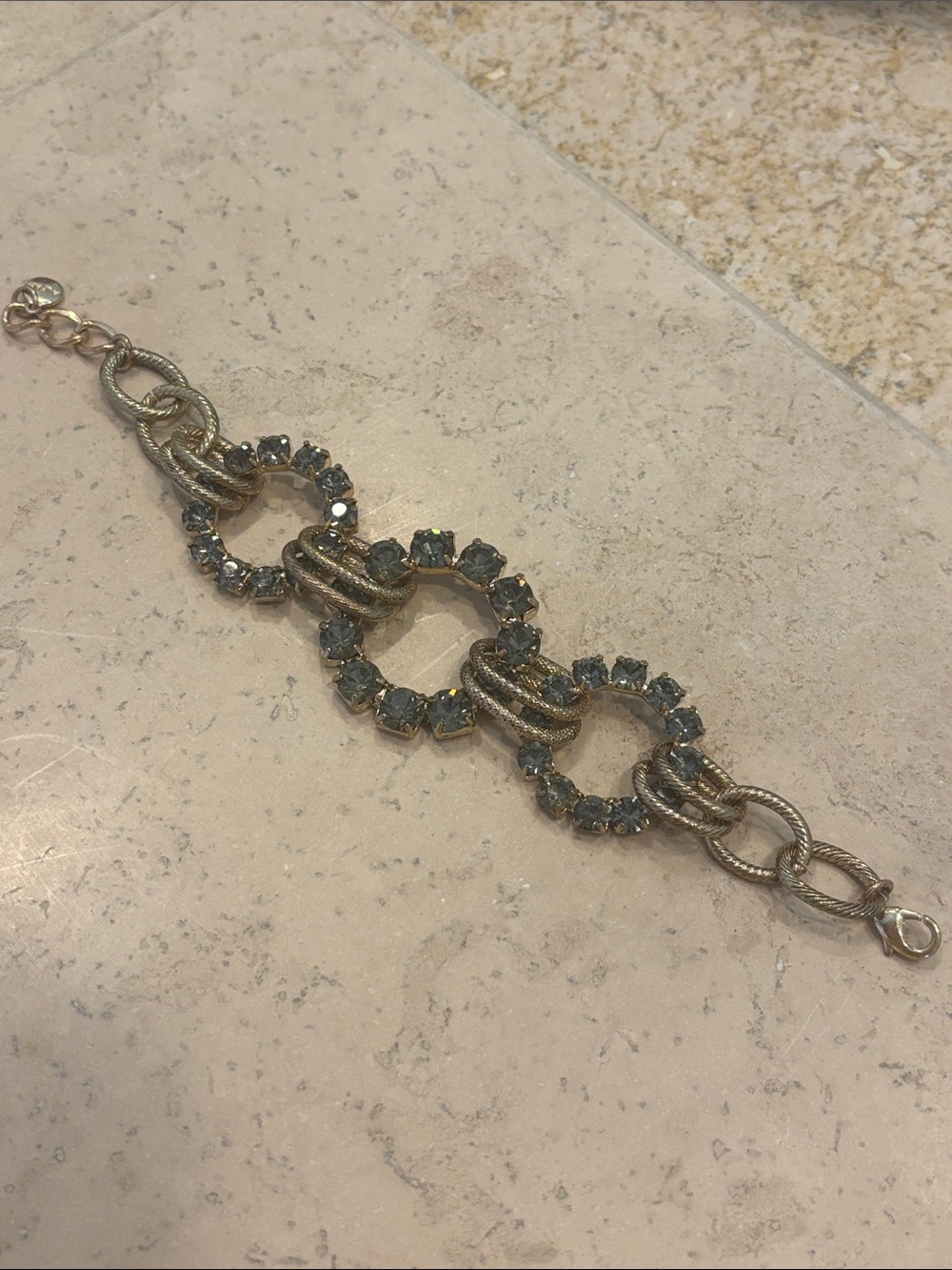 Gold-Tone Bracelet with Smoky Crystal Links Alfani Signed